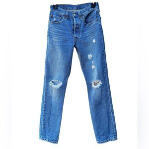 Levi's 501s Women’s 24x30 Distressed High Rise Straight Jeans